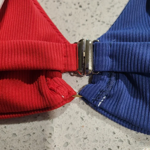 Zaful Red and Blue Color Block Bikini - Picture 6 of 7